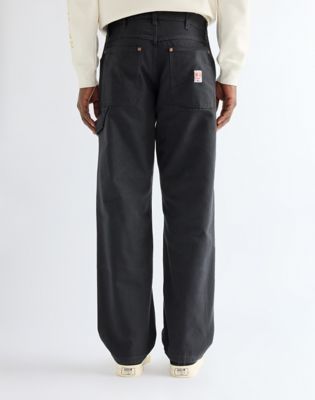 Relaxed Double Knee Carpenter Trousers in Jet Black