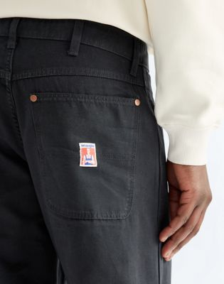 Relaxed Double Knee Carpenter Trousers in Jet Black