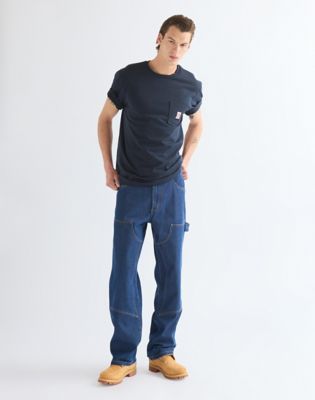 Relaxed Double Knee Carpenter Trousers in Dark Indigo