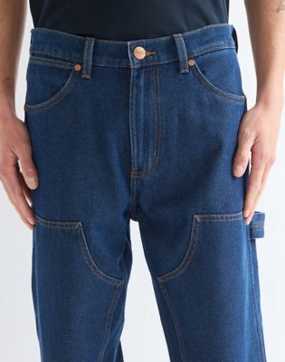 Relaxed Double Knee Carpenter Trousers in Dark Indigo