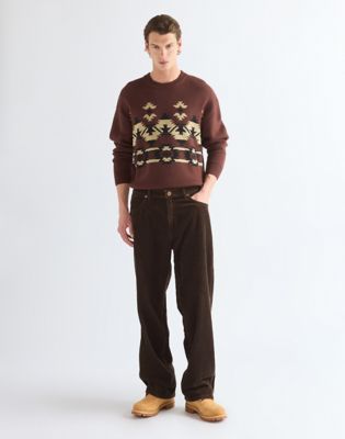Loose Straight Corduroy Trousers in Coffee