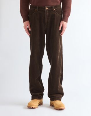 Loose Straight Corduroy Trousers in Coffee
