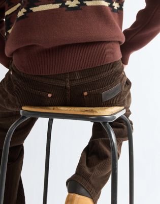 Loose Straight Corduroy Trousers in Coffee