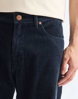 Loose Straight Corduroy Trousers in Sapphire