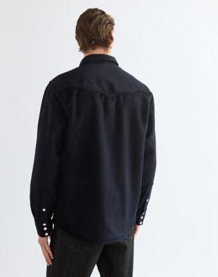 Blue Bell Regular Wool Western Shirt in Dark Navy
