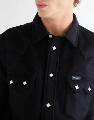 Blue Bell Regular Wool Western Shirt in Dark Navy