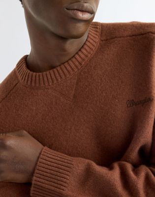 Blue Bell Regular Boiled Wool Sweater in Brown