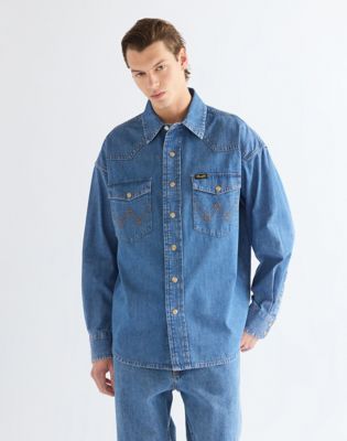 Super Wrangler Oversized Western Shirt in Cowboy Fade