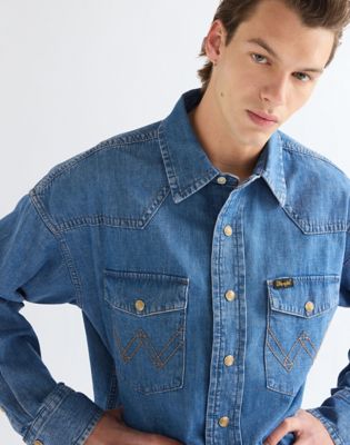 Super Wrangler Oversized Western Shirt in Cowboy Fade