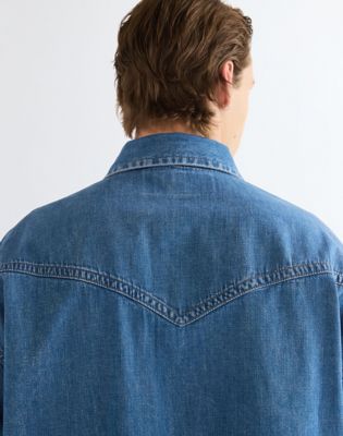 Super Wrangler Oversized Western Shirt in Cowboy Fade