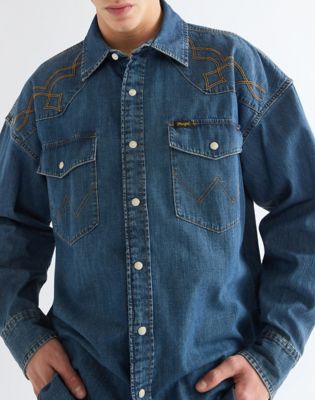 Oversized Western Shirt in River Rock