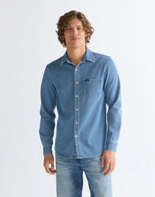 Regular One Pocket Shirt in Light Wash