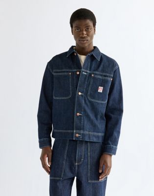 Relaxed Long Sleeve Overshirt in Indigo Nep