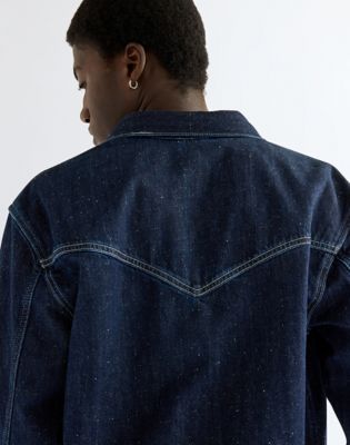 Relaxed Long Sleeve Overshirt in Indigo Nep