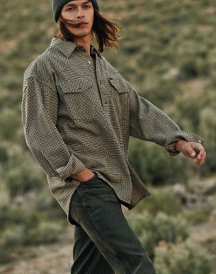Oversized Western Shirt in Mojave Heather