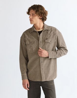 Oversized Western Shirt in Mojave Heather
