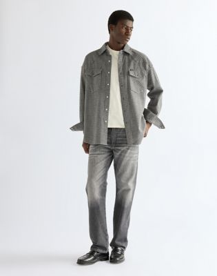 Oversized Western Shirt in Black Heather