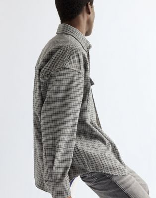 Oversized Western Shirt in Black Heather