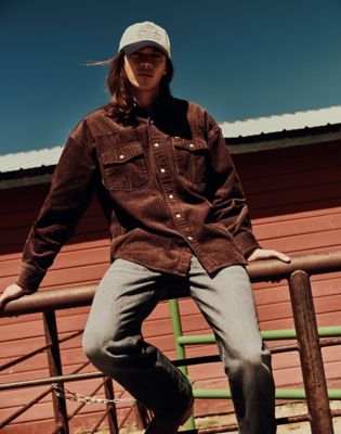Oversized Western Shirt in Coffee