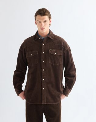 Oversized Western Shirt in Coffee