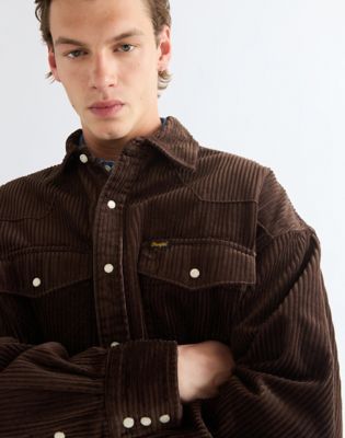 Oversized Western Shirt in Coffee