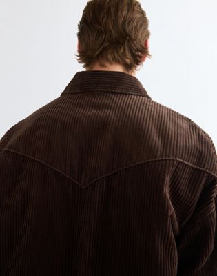 Oversized Western Shirt in Coffee