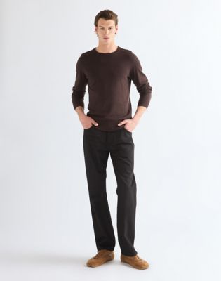 Regular Crew Neck Knit Sweater in Chocolate Torte
