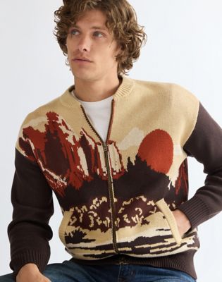 Relaxed Full Zip Cardigan in Desert Scenic