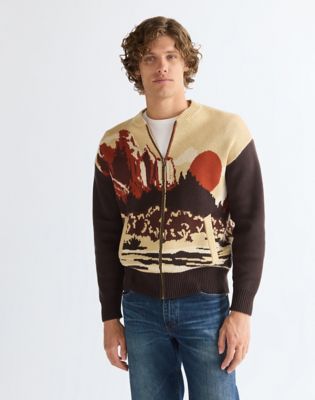 Relaxed Full Zip Cardigan in Desert Scenic