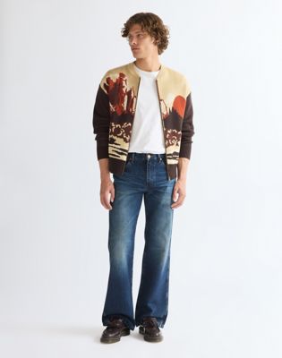 Relaxed Full Zip Cardigan in Desert Scenic