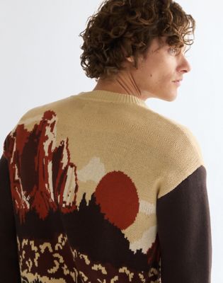 Relaxed Full Zip Cardigan in Desert Scenic