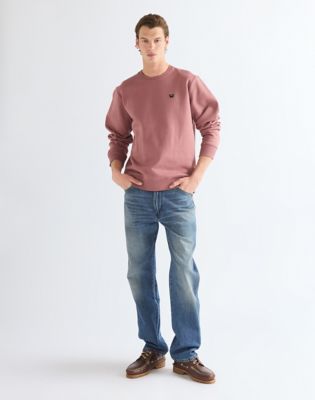 Regular Sign Off Crew Sweatshirt in Rose Brown