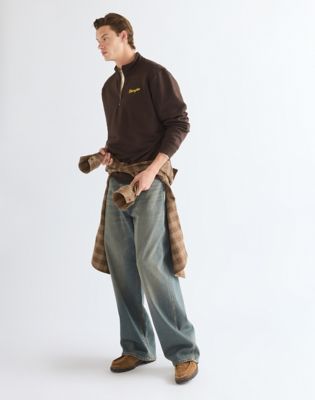 Vintage Half Zip Sweatshirt in Chocolate Torte