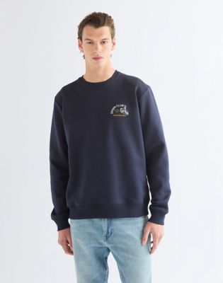 Regular Small Graphic Crew Sweatshirt in Dark Sapphire