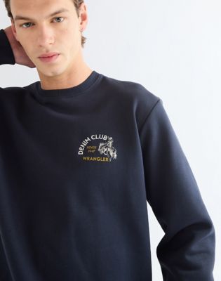 Regular Small Graphic Crew Sweatshirt in Dark Sapphire
