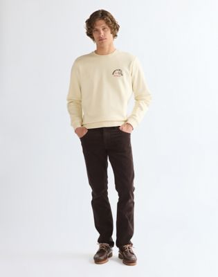 Regular Small Graphic Crew Sweatshirt in Almond Milk