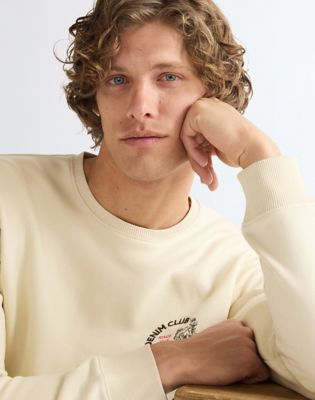 Regular Small Graphic Crew Sweatshirt in Almond Milk