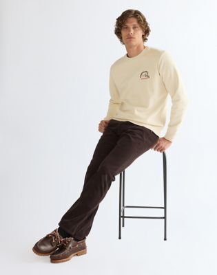 Regular Small Graphic Crew Sweatshirt in Almond Milk