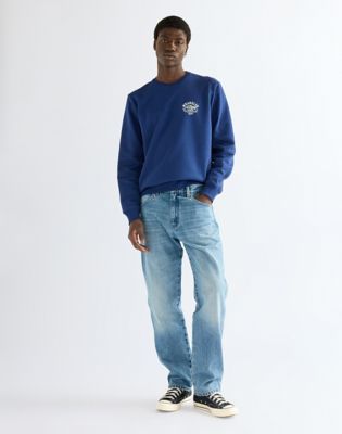Regular Small Graphic Crew Sweatshirt in Blue Depths