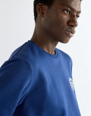 Regular Small Graphic Crew Sweatshirt in Blue Depths