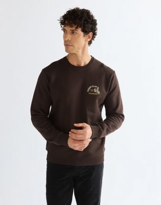 Regular Small Graphic Crew Sweatshirt in Chocolate Torte