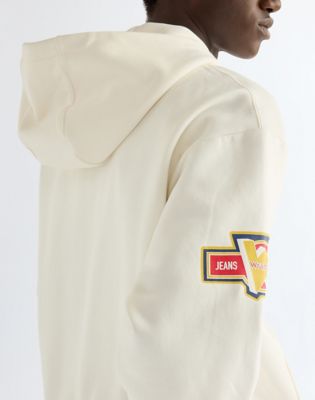 Vintage Graphic Zip Hoodie in Bright White