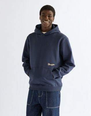 Relaxed Embroidery Hoodie in Dark Sapphire