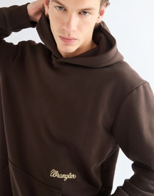 Relaxed Embroidery Hoodie in Chocolate Torte