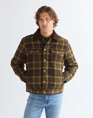 Regular Wool Trucker Jacket in Olive