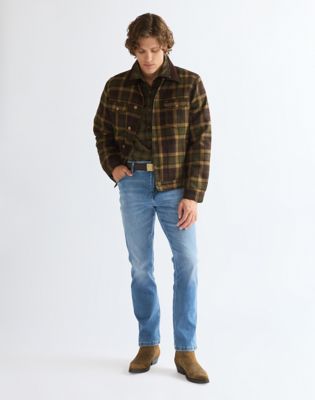 Regular Wool Trucker Jacket in Olive