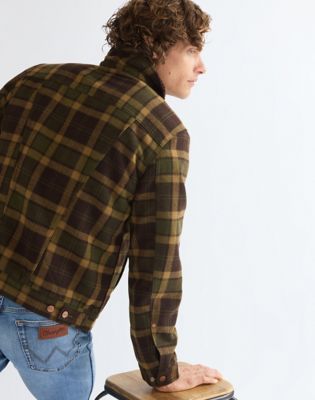 Regular Wool Trucker Jacket in Olive