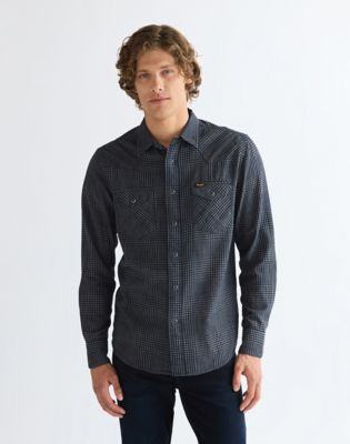 Regular Western Shirt in Healthered Indigo