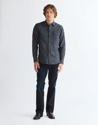 Regular Western Shirt in Healthered Indigo