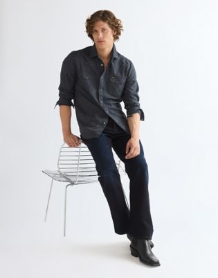 Regular Western Shirt in Healthered Indigo
